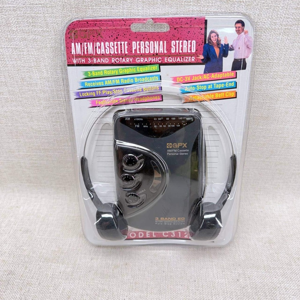 GPX C3124 AM/FM Cassette Personal Stereo 3-Band EQ Walkman Headphones New Sealed
